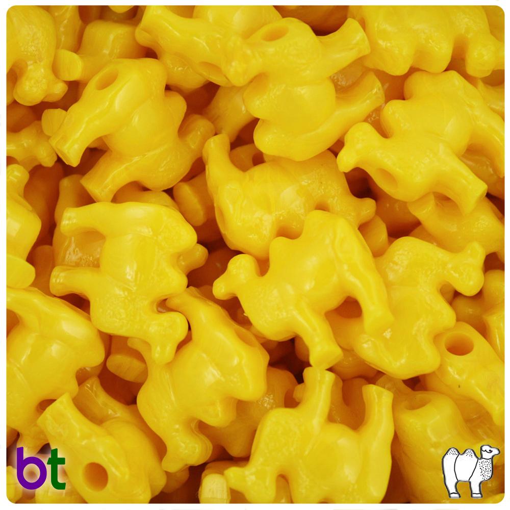 Bright Yellow Opaque 21mm Camel Pony Beads (8pcs)