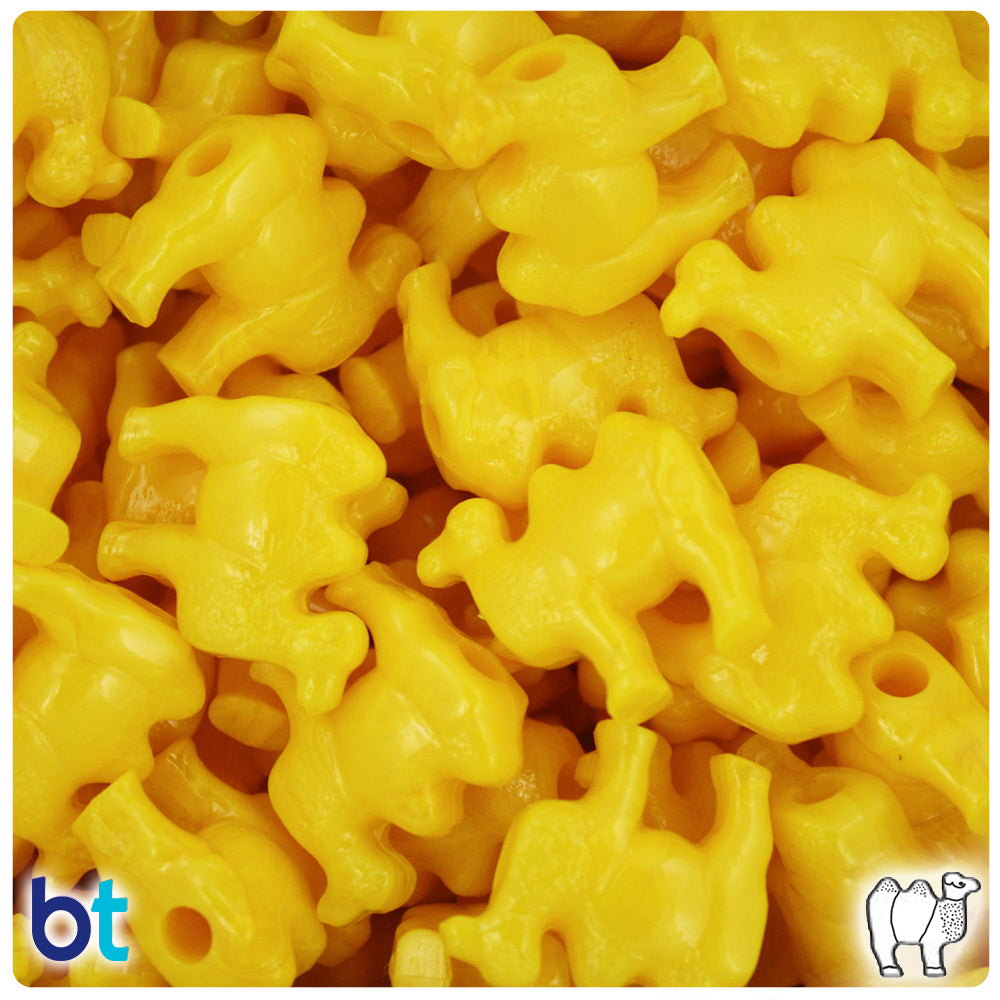 Bright Yellow Opaque 21mm Camel Pony Beads (24pcs)