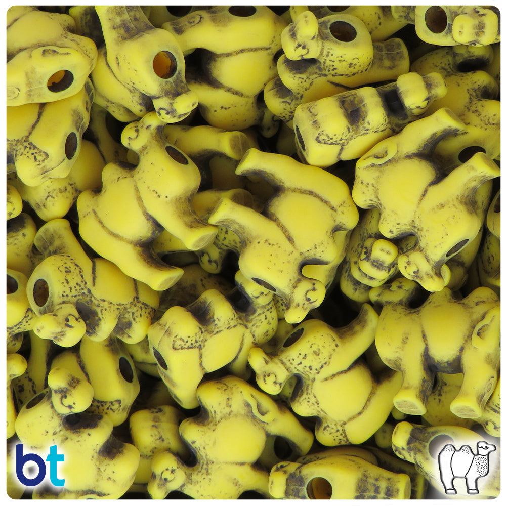 Bright Yellow Antique 21mm Camel Pony Beads (24pcs)
