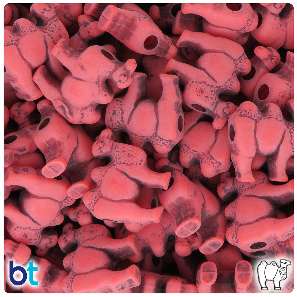 Bright Red Antique 21mm Camel Pony Beads (24pcs)