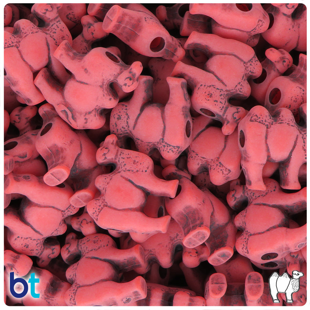 Bright Red Antique 21mm Camel Pony Beads (8pcs)