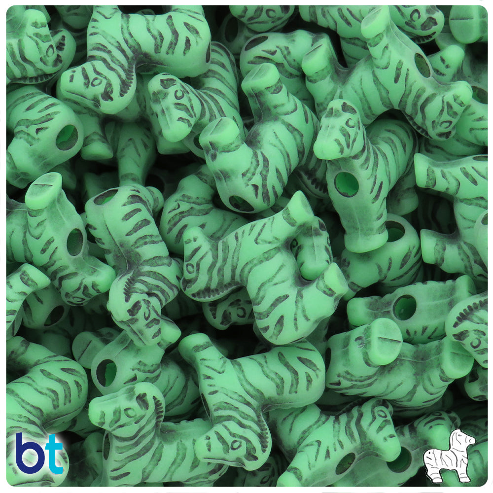 Lime Antique 22mm Zebra Pony Beads (8pcs)
