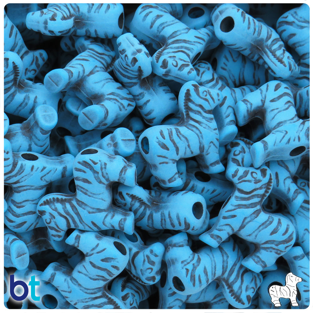 Dark Turquoise Antique 22mm Zebra Pony Beads (8pcs)