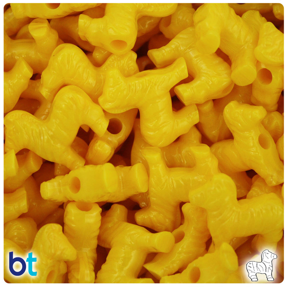 Bright Yellow Opaque 22mm Zebra Pony Beads (24pcs)