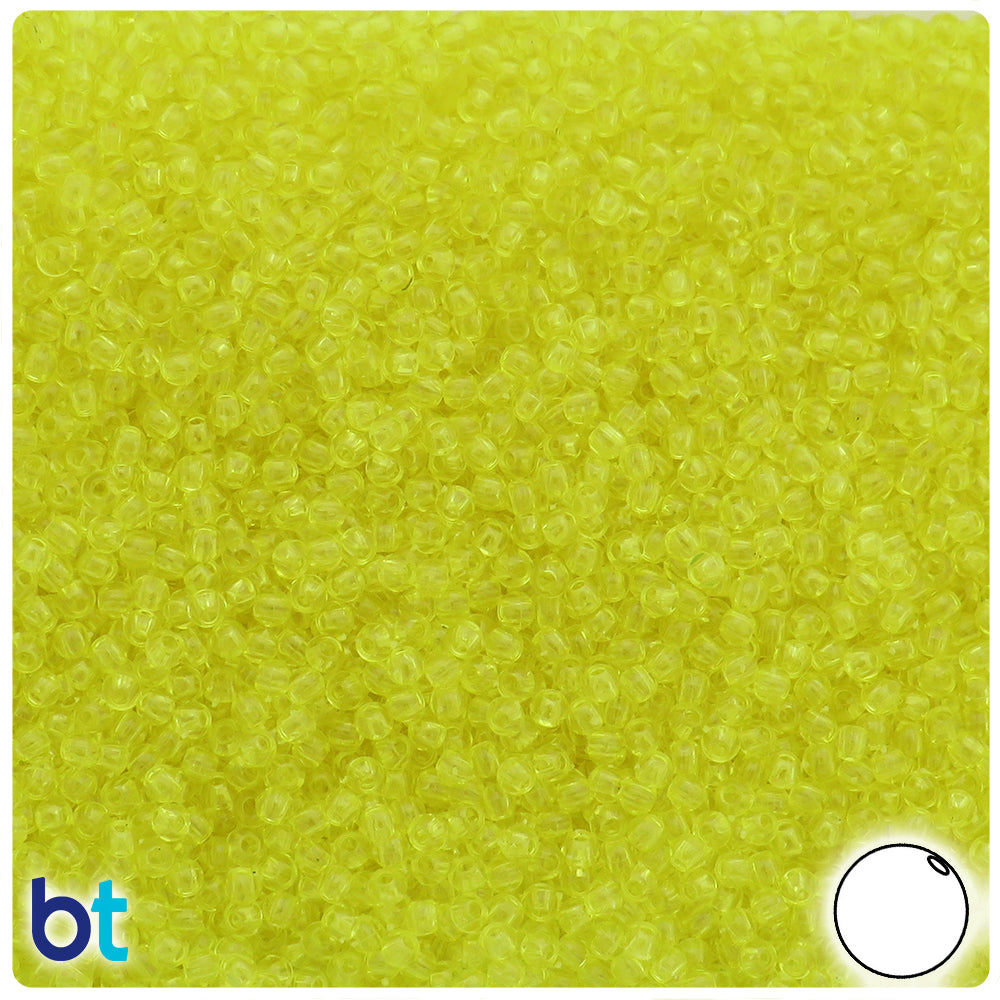 Yellow Transparent 3mm Round Plastic Beads (28g)
