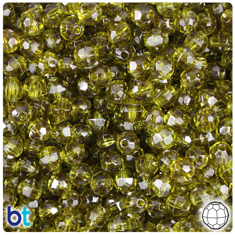 Avocado Transparent 6mm Faceted Round Plastic Beads (600pcs)