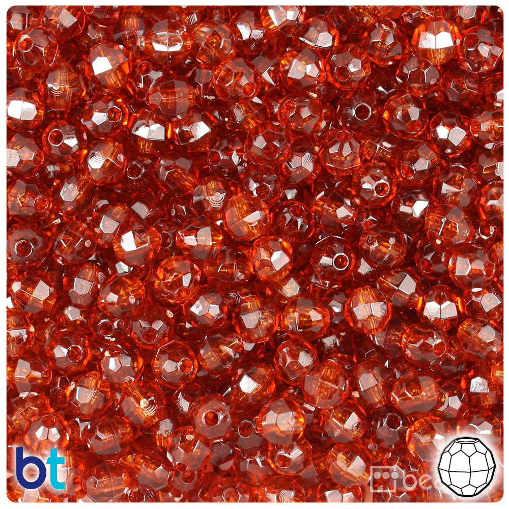 Tortoise Transparent 6mm Faceted Round Plastic Beads (600pcs)