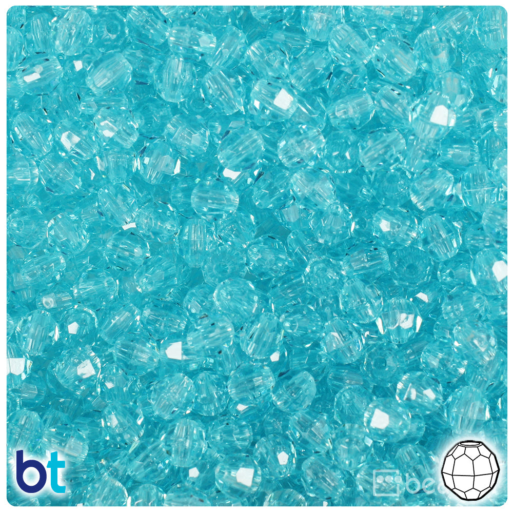 Light Turquoise Transparent 6mm Faceted Round Plastic Beads (600pcs)