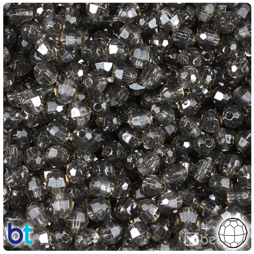 Jet Transparent 6mm Faceted Round Plastic Beads (600pcs)
