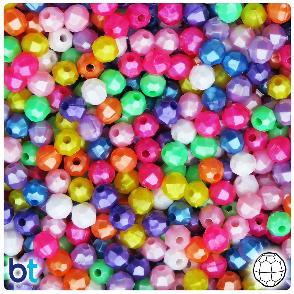 Pearl Mix 6mm Faceted Round Plastic Beads (600pcs)