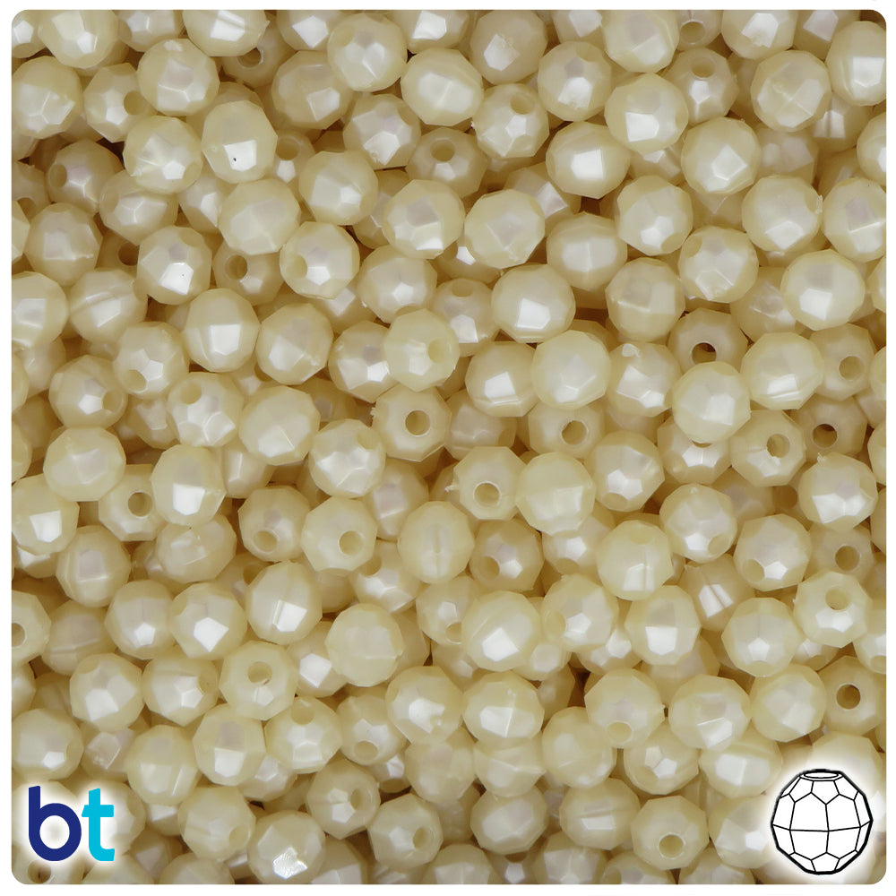 Natural Pearl 6mm Faceted Round Plastic Beads (600pcs)