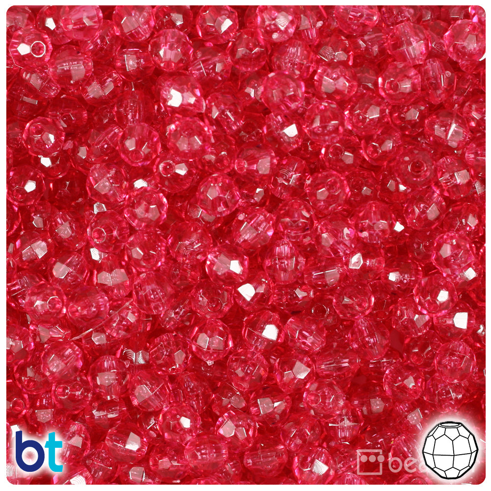 Claret Transparent 6mm Faceted Round Plastic Beads (600pcs)