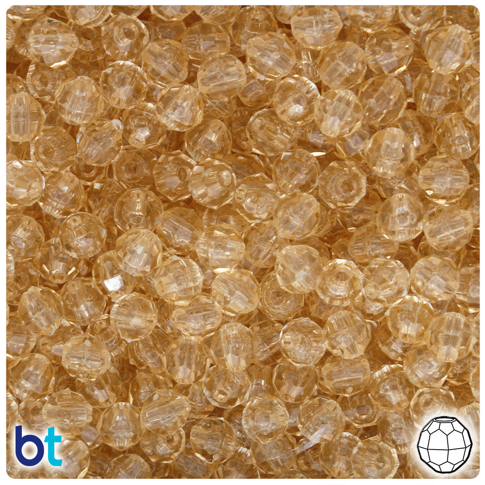 Dark Champagne Transparent 6mm Faceted Round Plastic Beads (600pcs)