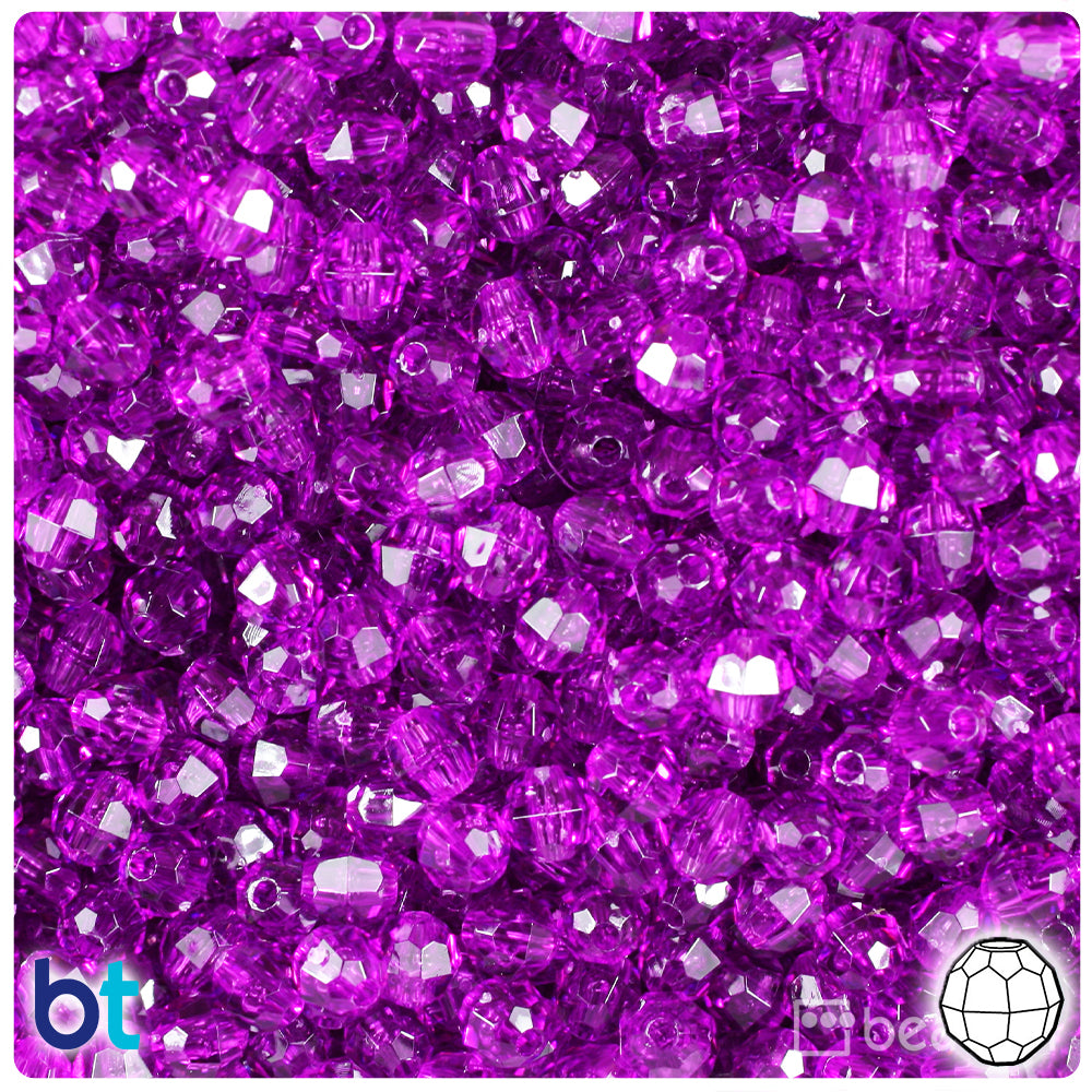 Lilac Transparent 6mm Faceted Round Plastic Beads (600pcs)