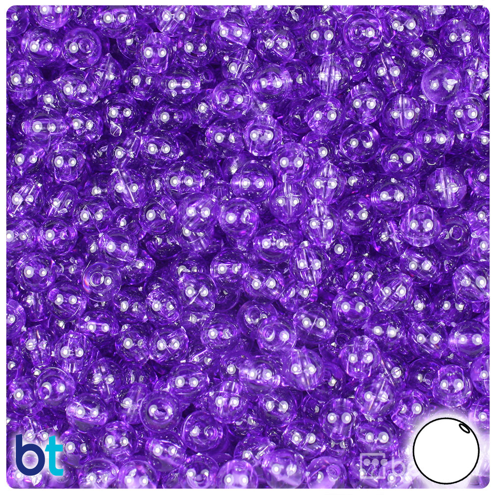 Amethyst Transparent 6mm Round Plastic Beads (500pcs)