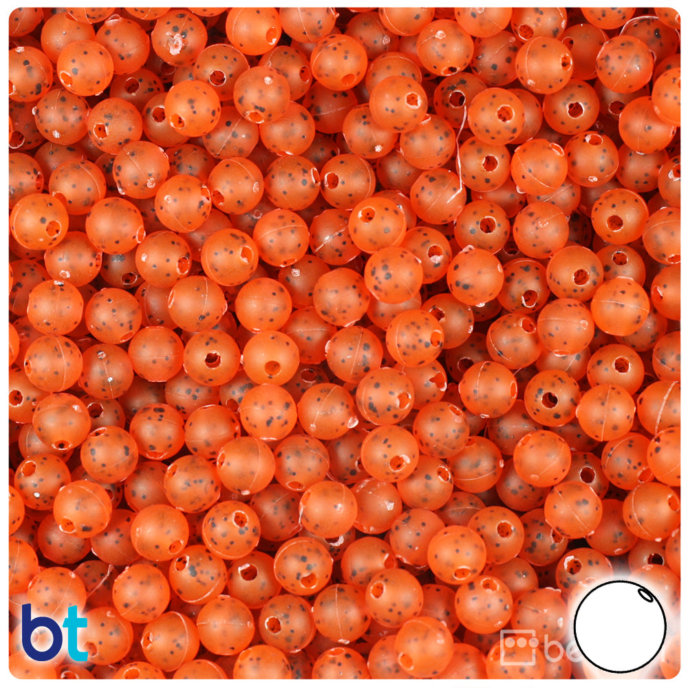 Hyacinth Frosted Black Flakes 6mm Round Plastic Beads (500pcs)