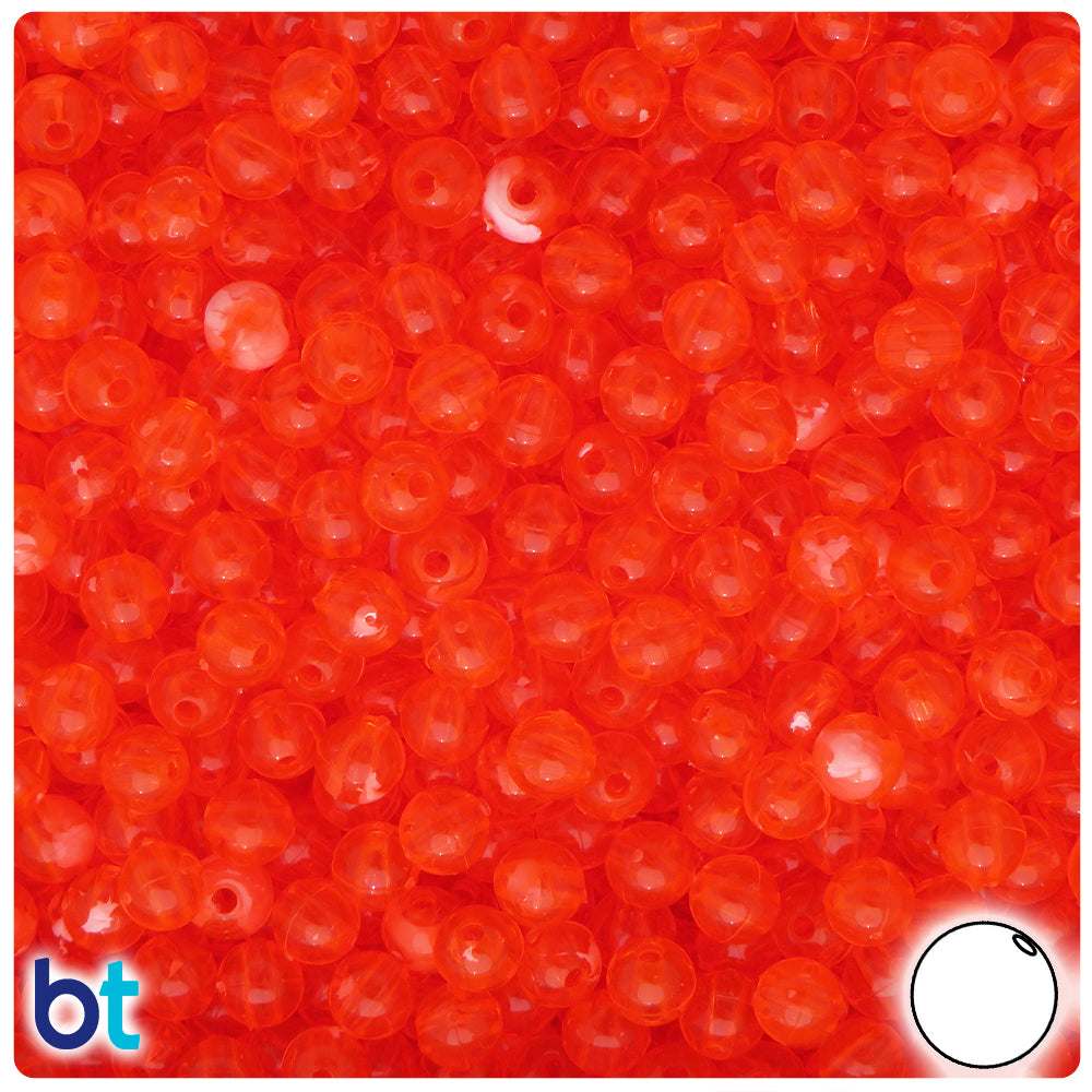 Hyacinth Transparent 6mm Round Plastic Beads - White Swirls (500pcs)