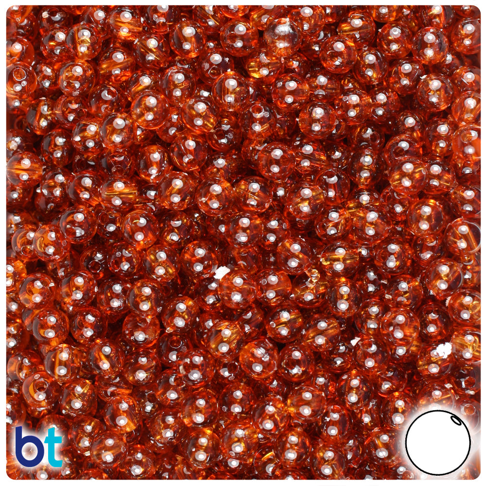 Tortoise Transparent 6mm Round Plastic Beads (500pcs)