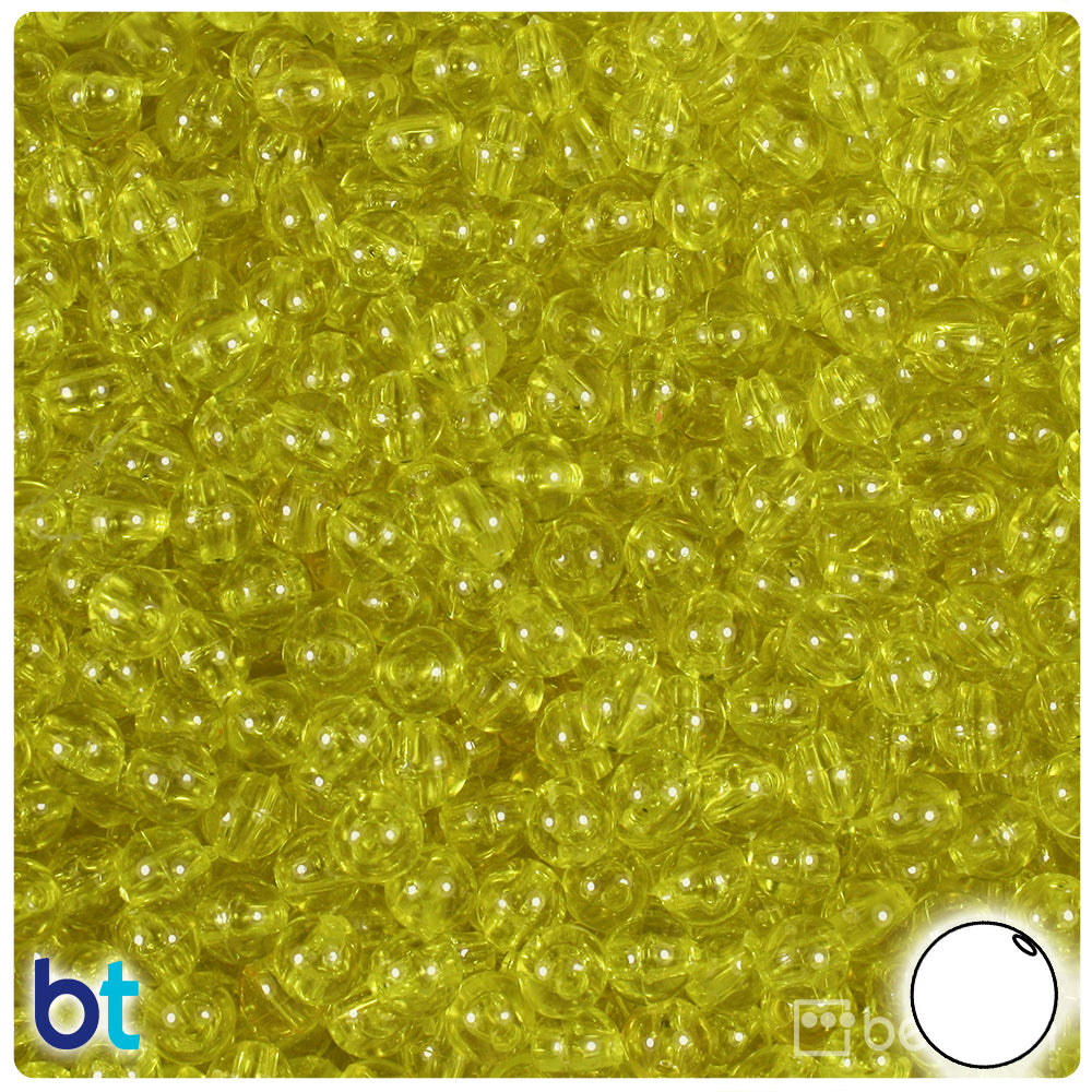 Yellow Transparent 6mm Round Plastic Beads (500pcs)