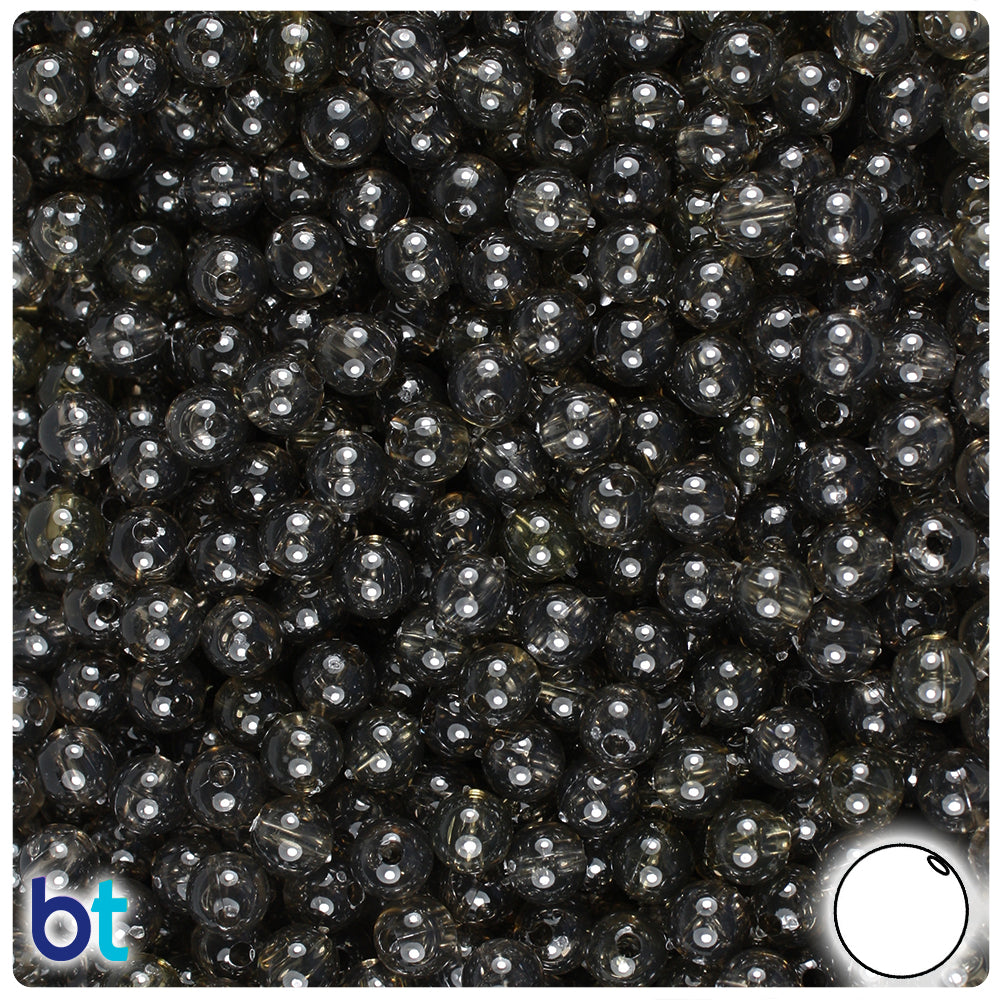 Jet Transparent 6mm Round Plastic Beads (500pcs)