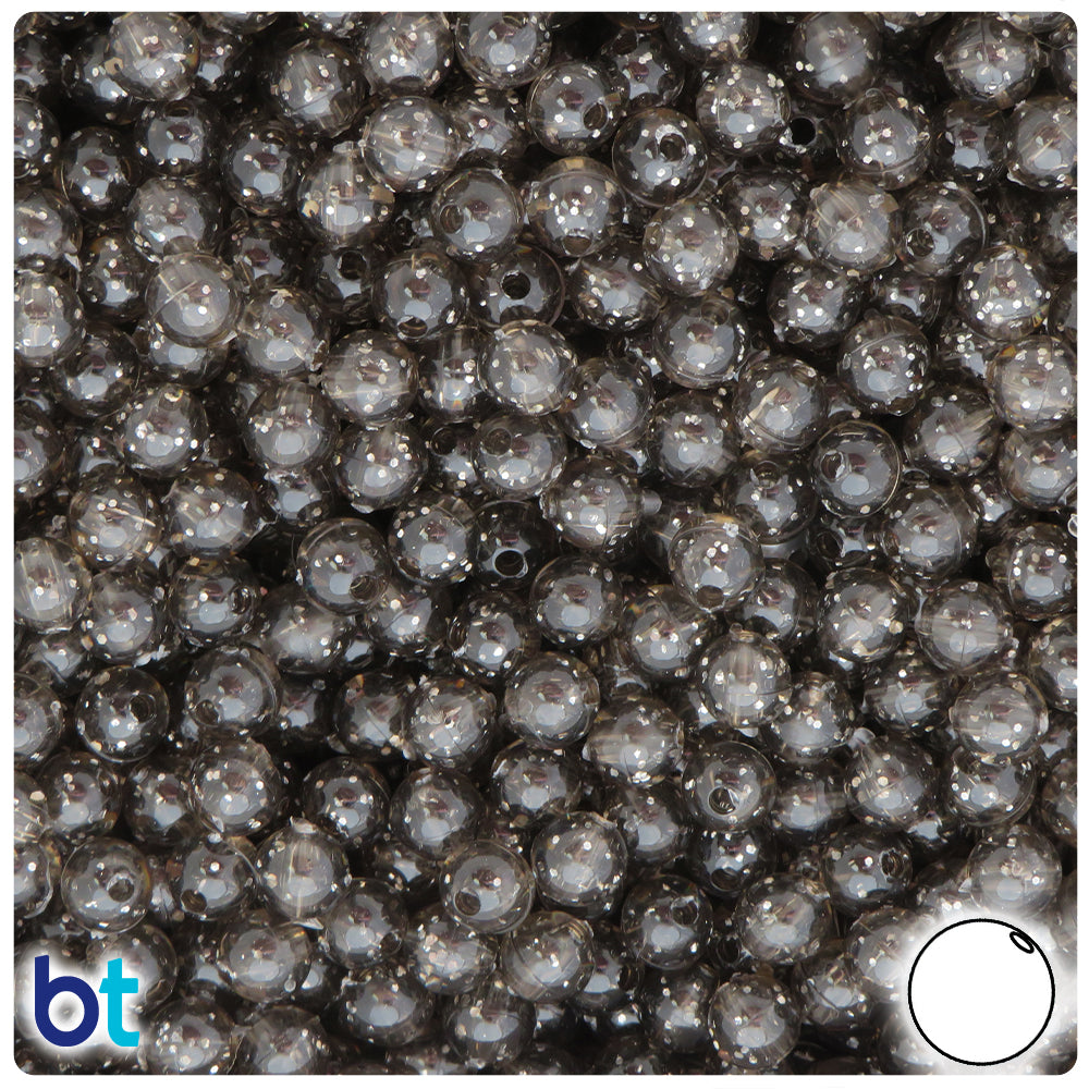 Jet Sparkle 6mm Round Plastic Beads (500pcs)