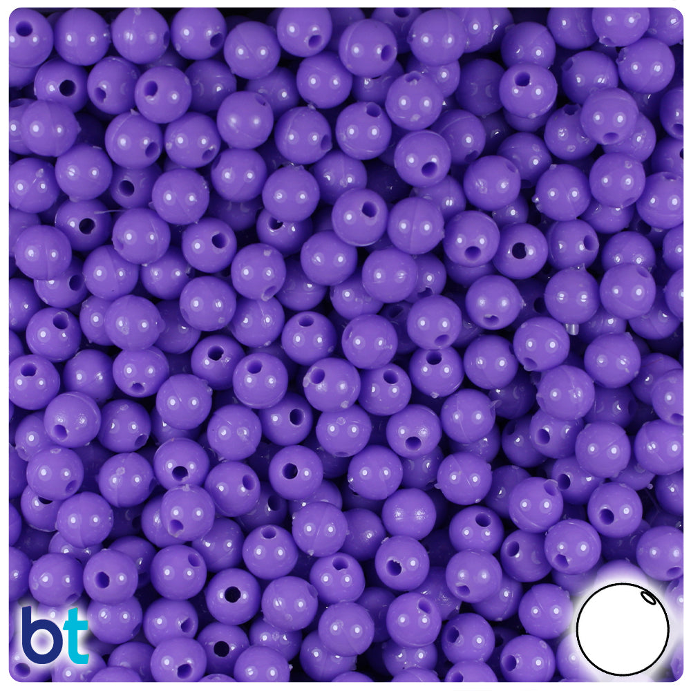 Dark Lilac Opaque 6mm Round Plastic Beads (500pcs)