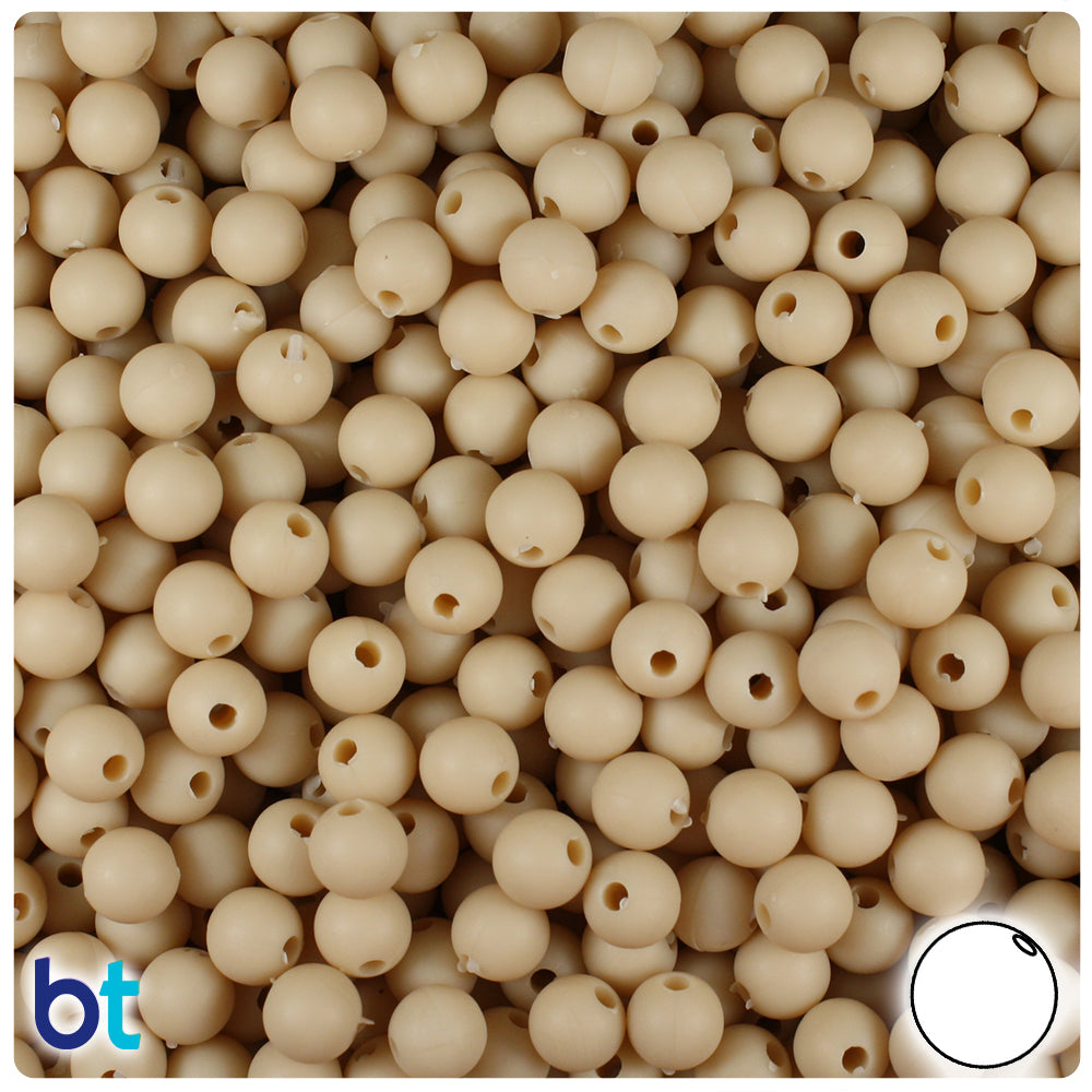 Dark Ivory Matte 6mm Round Plastic Beads (500pcs)