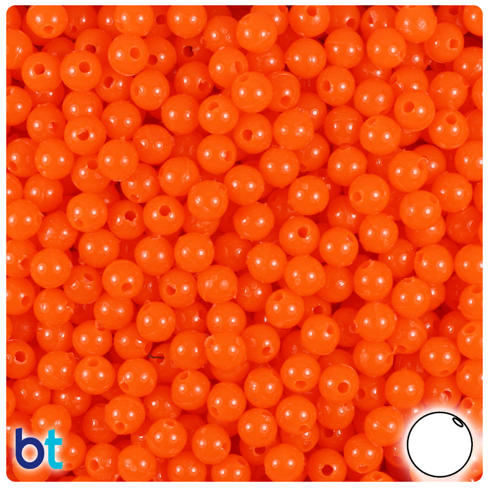 Tangelo Neon Bright 6mm Round Plastic Beads (500pcs)