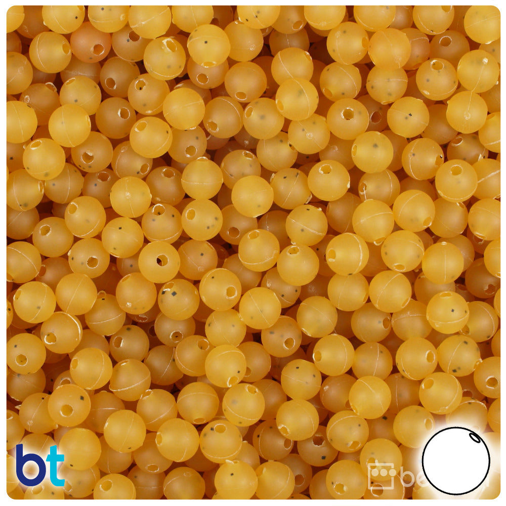 Amber Frosted 6mm Round Plastic Beads (500pcs)