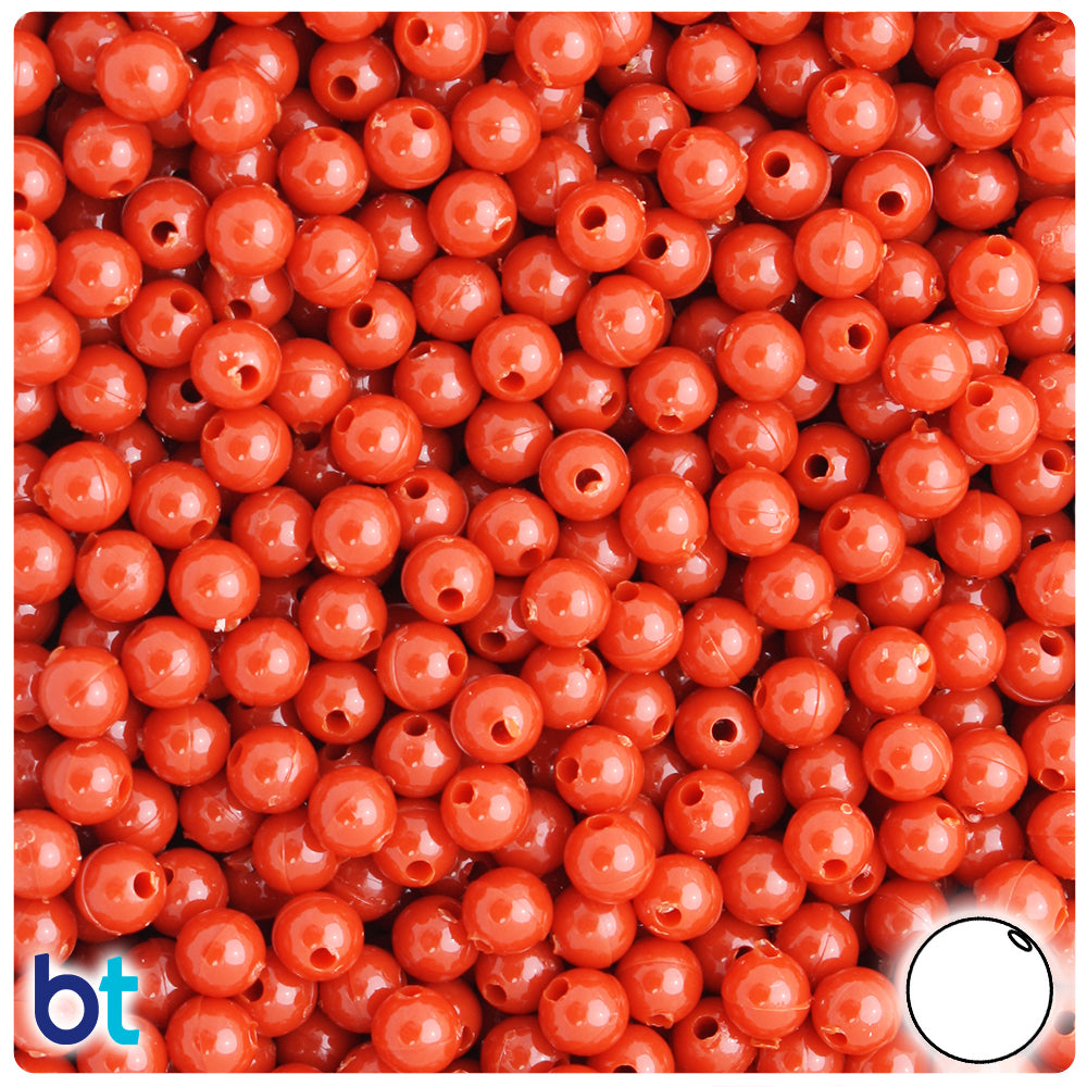 Cinnabar Opaque 6mm Round Plastic Beads (500pcs)