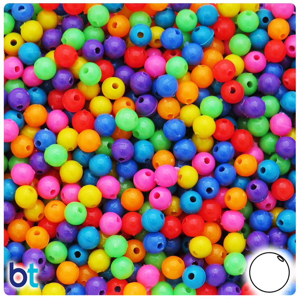 Circus Opaque Mix 6mm Round Plastic Beads (500pcs)