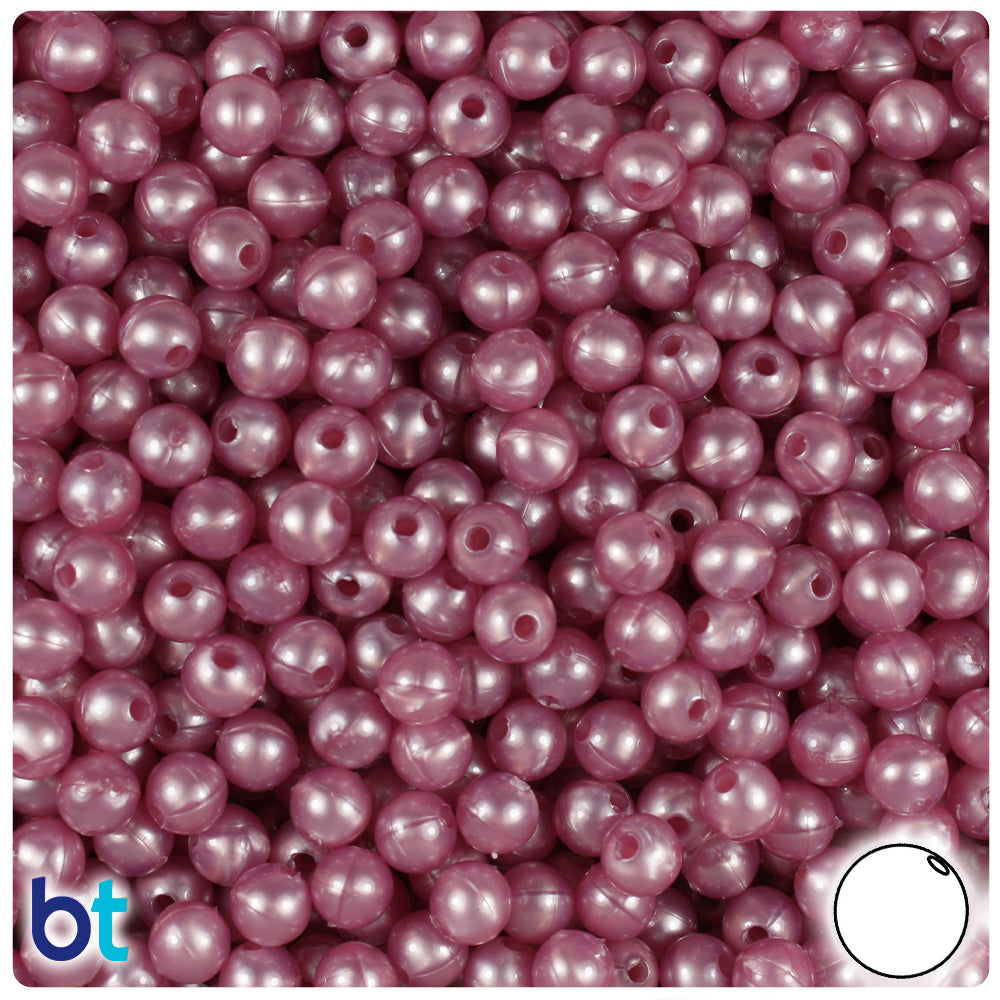Mauve Pearl 6mm Round Plastic Beads (500pcs)