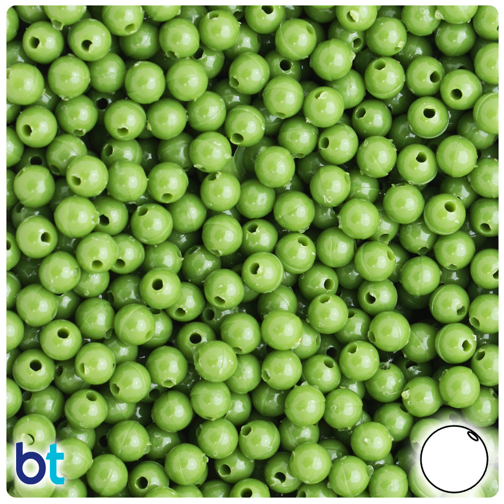 Olive Opaque 6mm Round Plastic Beads (500pcs)