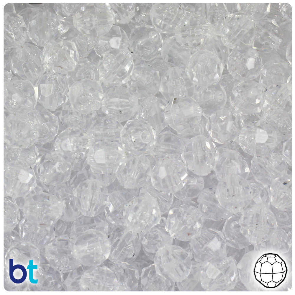 Crystal Transparent 8mm Faceted Round Plastic Beads (450pcs)