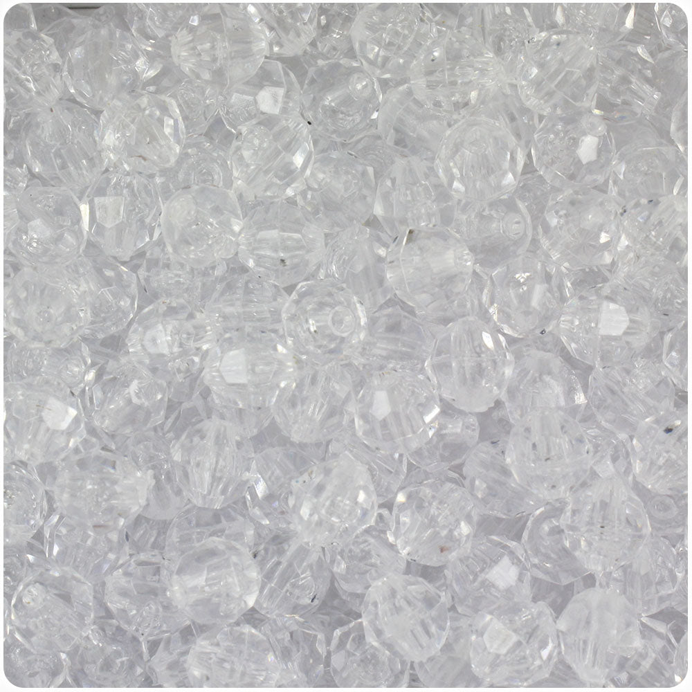 Wholesale Case 8mm Faceted Round Plastic Beads - Transparent