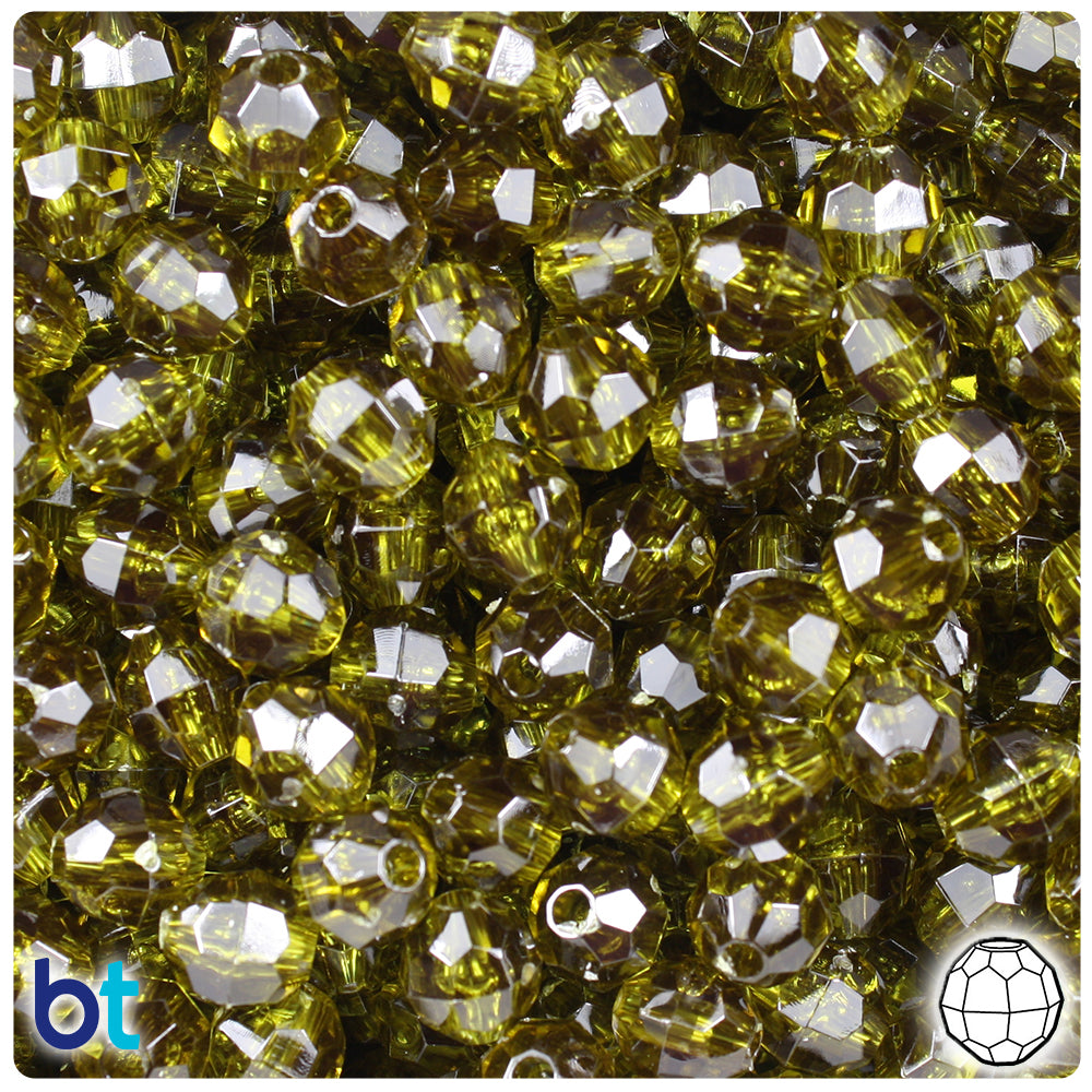 Avocado Transparent 8mm Faceted Round Plastic Beads (450pcs)