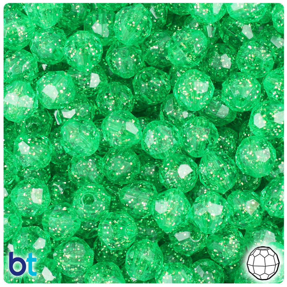 Mint Sparkle 8mm Faceted Round Plastic Beads (450pcs)