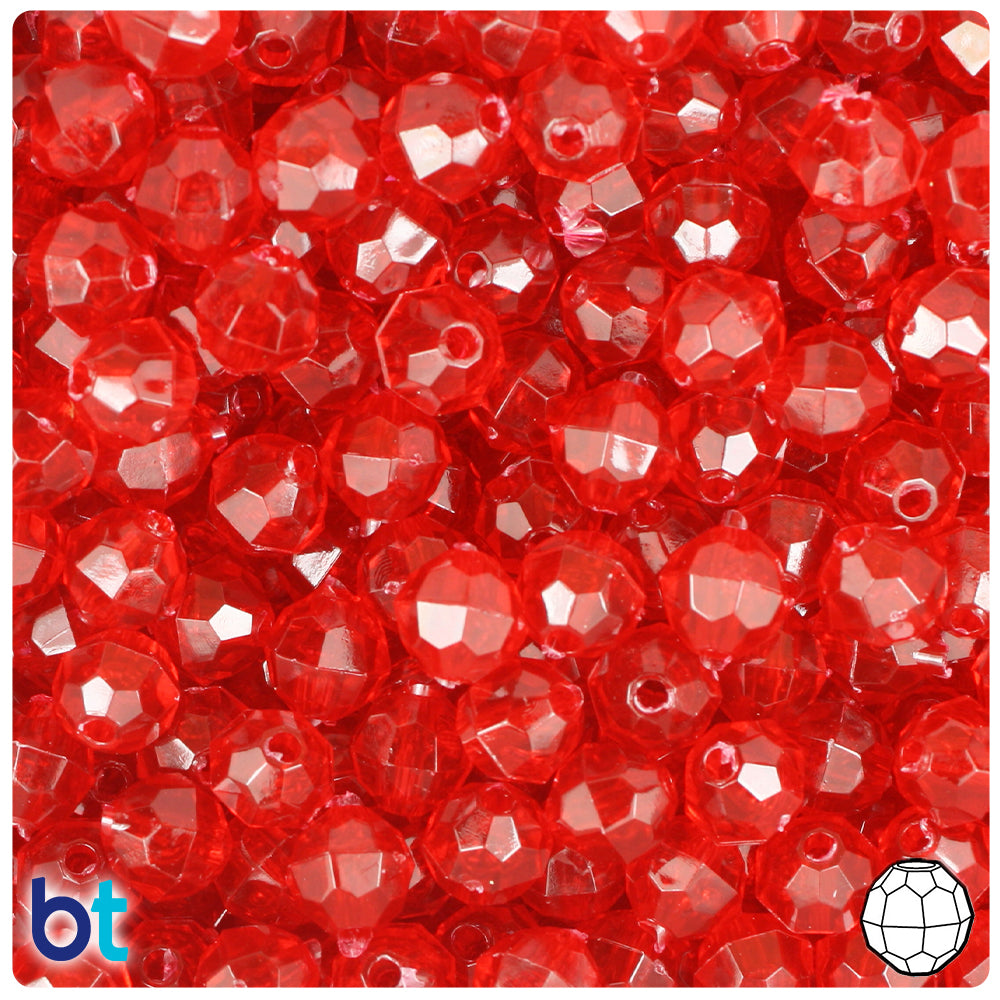 Wholesale Case 8mm Faceted Round Plastic Beads - Transparent