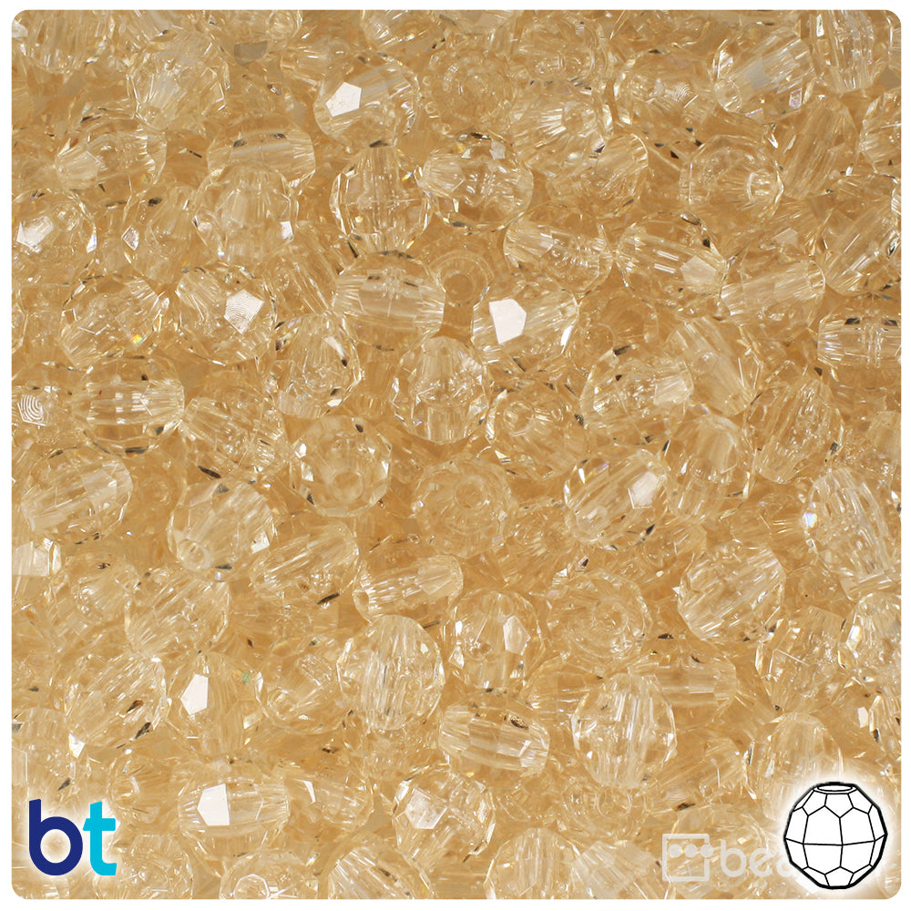 Champagne Transparent 8mm Faceted Round Plastic Beads (450pcs)