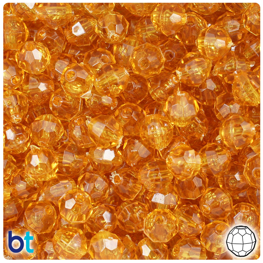 Topaz Transparent 8mm Faceted Round Plastic Beads (450pcs)