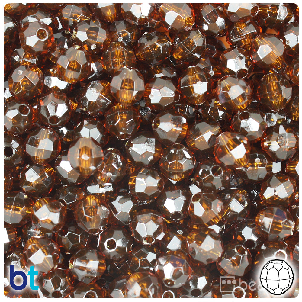 Root Beer Transparent 8mm Faceted Round Plastic Beads (450pcs)