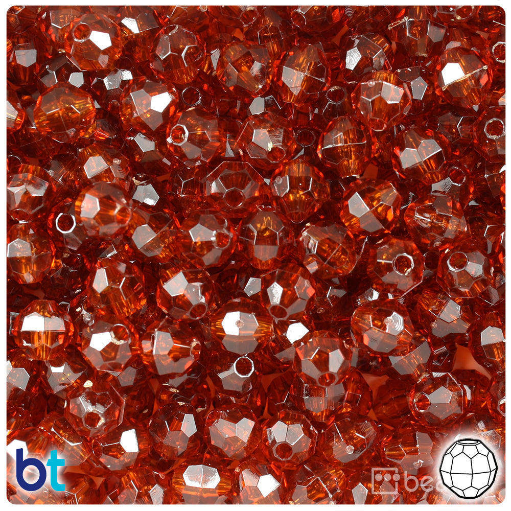 Tortoise Transparent 8mm Faceted Round Plastic Beads (450pcs)
