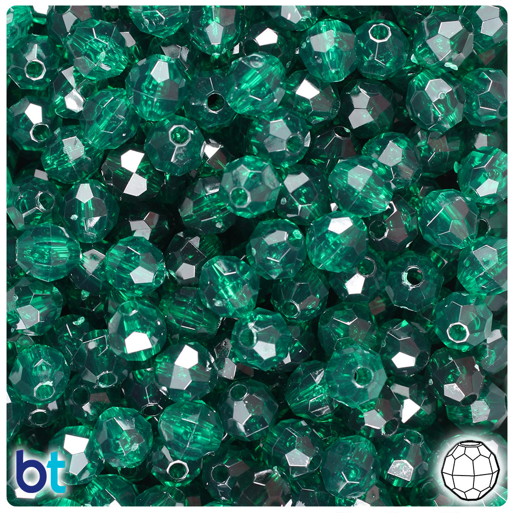 Forest Green Transparent 8mm Faceted Round Plastic Beads (450pcs)