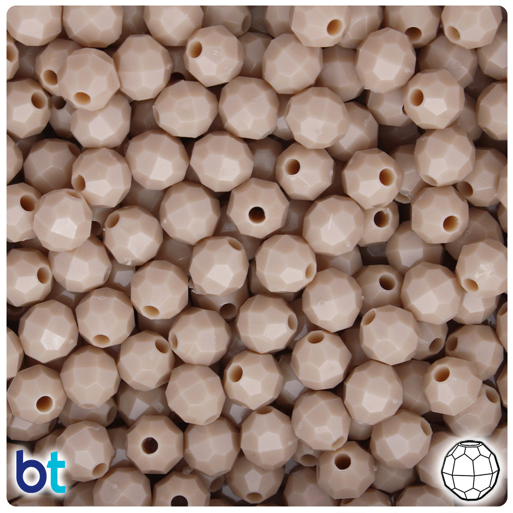 Dark Ivory Opaque 8mm Faceted Round Plastic Beads (450pcs)
