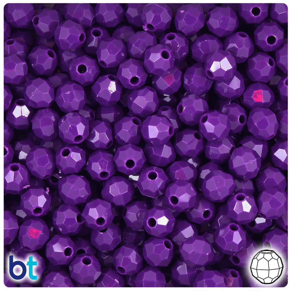 Plum Neon Bright 8mm Faceted Round Plastic Beads (450pcs)
