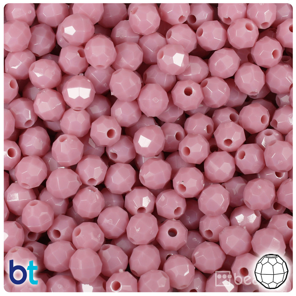 Mauve Opaque 8mm Faceted Round Plastic Beads (450pcs)