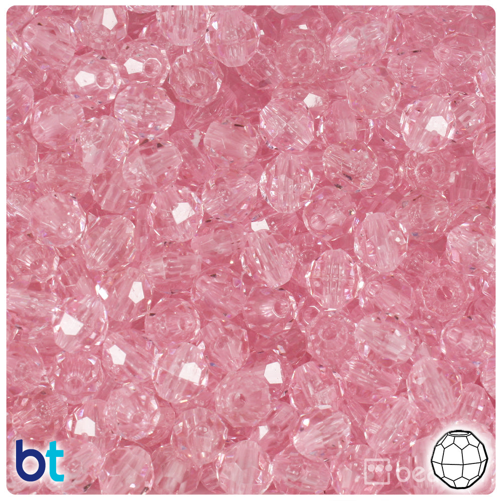 Pale Pink Transparent 8mm Faceted Round Plastic Beads (450pcs)