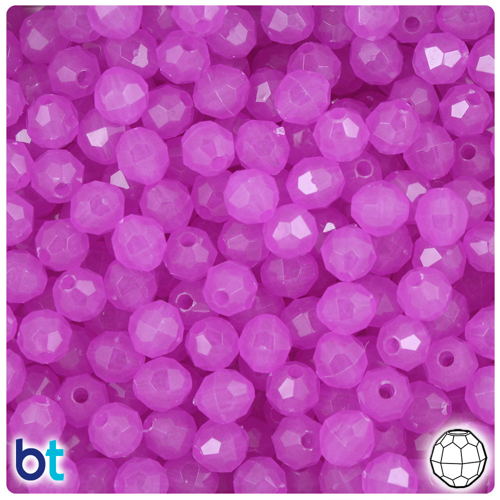 Purple Glow 8mm Faceted Round Plastic Beads (450pcs)