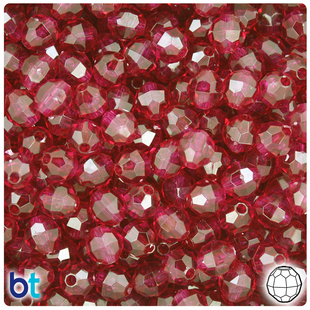 Wine Transparent 8mm Faceted Round Plastic Beads (450pcs)