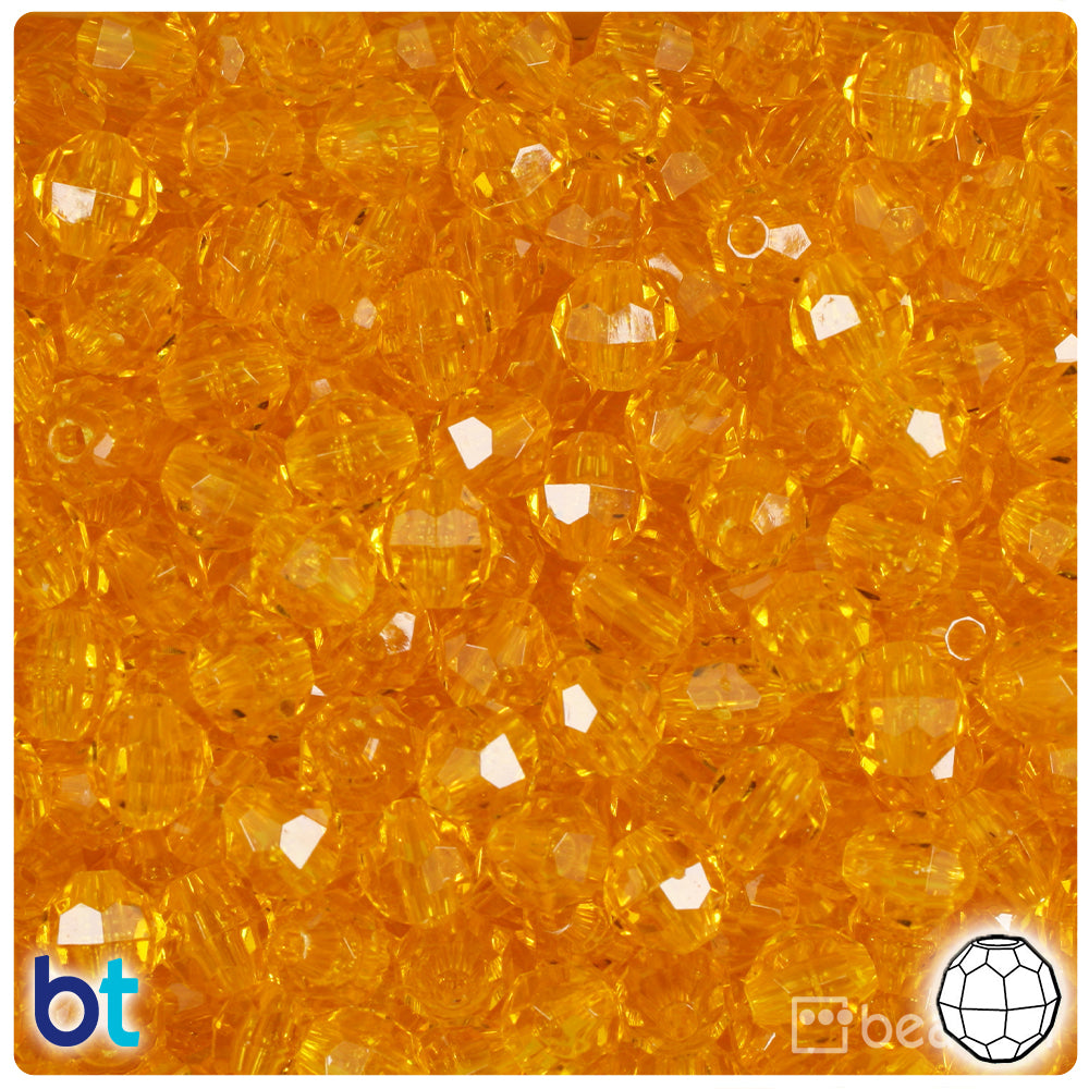 Sun Gold Transparent 8mm Faceted Round Plastic Beads (450pcs)